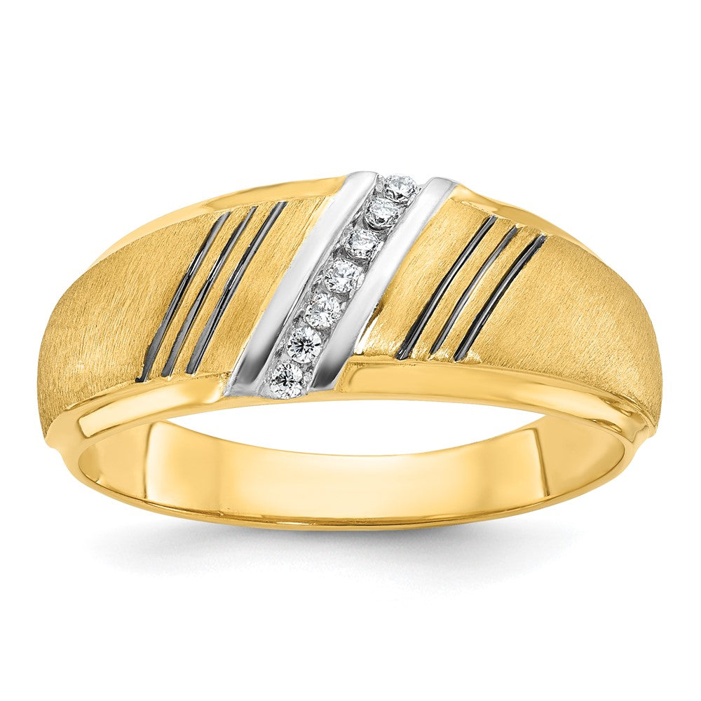 IBGoodman 14k with Black and White Rhodium Men's Polished and Satin 1/20 Carat AA Quality Diamond Ring