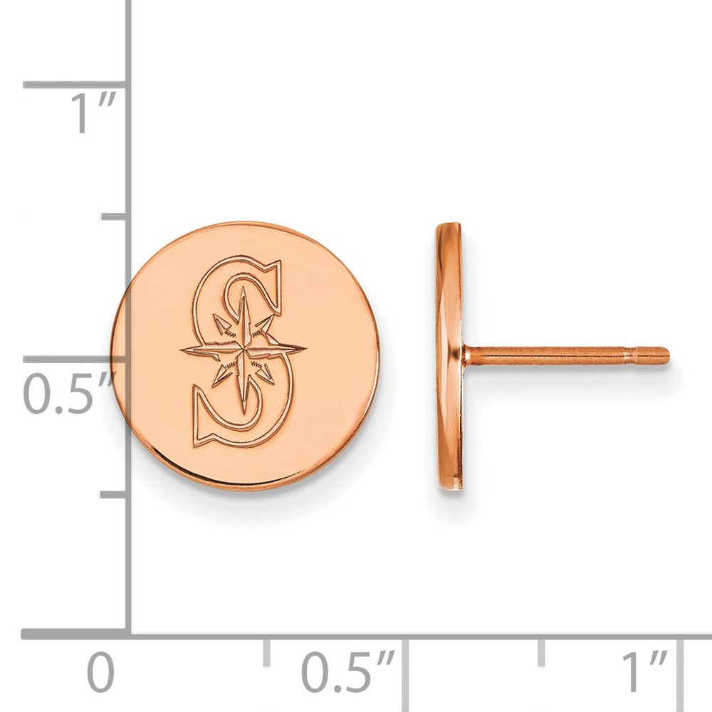 SS Rose Gold-plated MLB LogoArt Seattle Mariners Small Disc Earrings