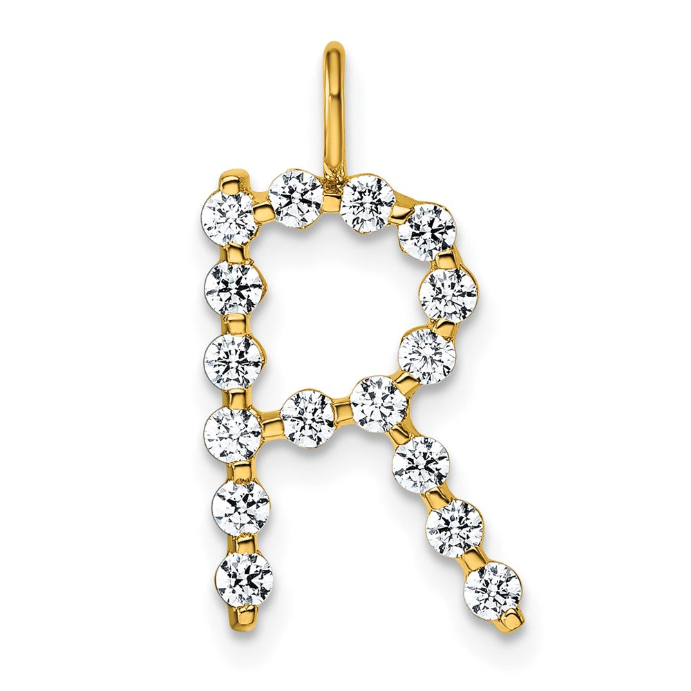 True Origin 14k 1/2 carat Lab Grown Diamond VS DEF Alphabet R Pendant