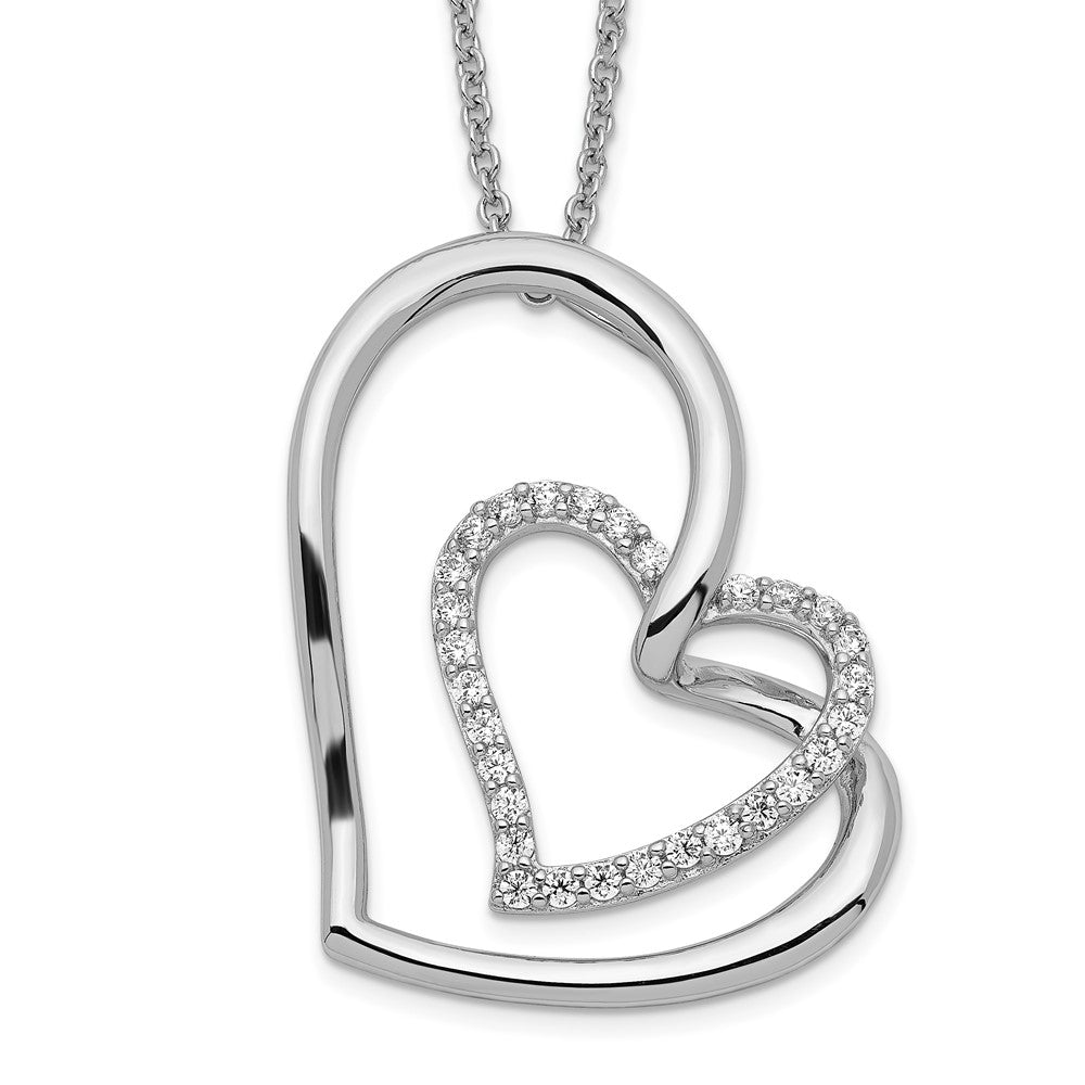 Sentimental Expressions Sterling Silver Rhodium-plated Antiqued CZ Thank You Grandma 18in Hearts Necklace 18 Inches