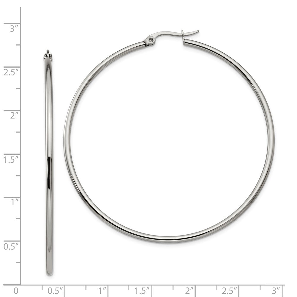 Stainless Steel Polished 60mm Diameter Hoop Earrings