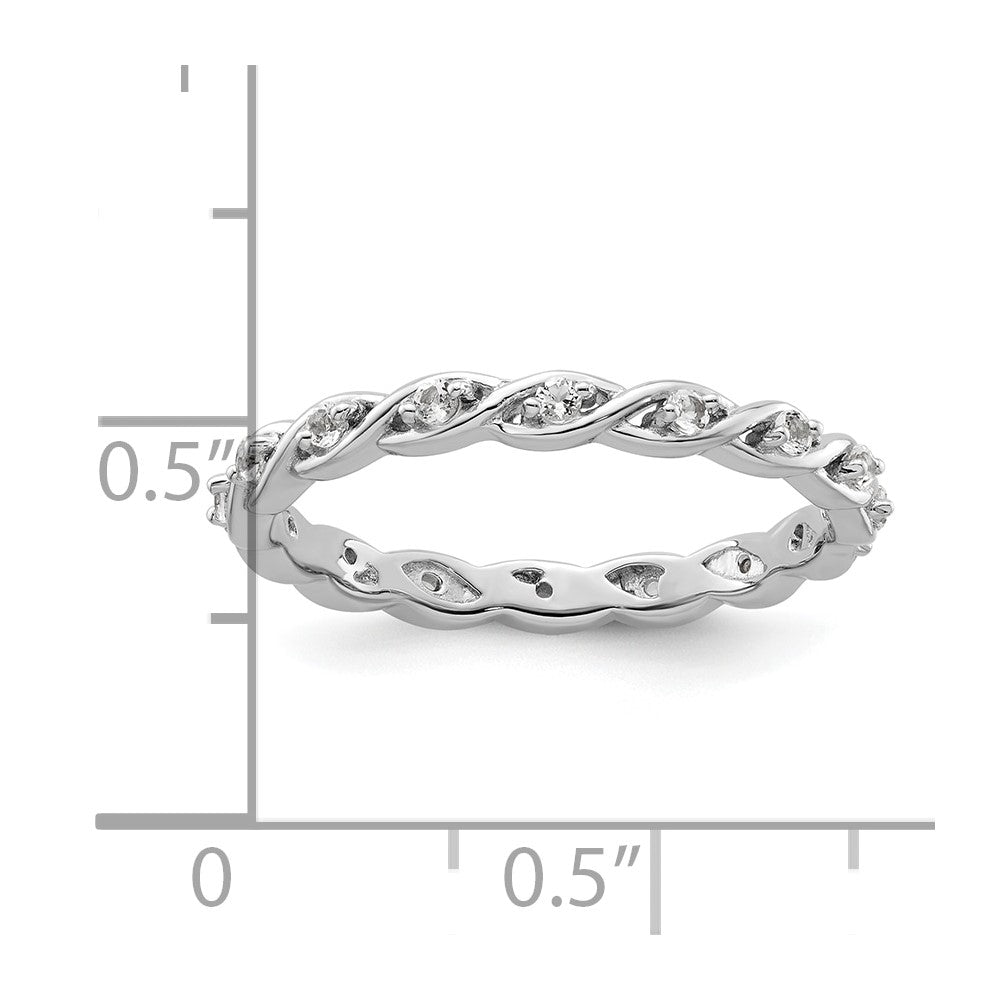 Sterling Silver Stackable Expressions White Topaz Ring Size -7