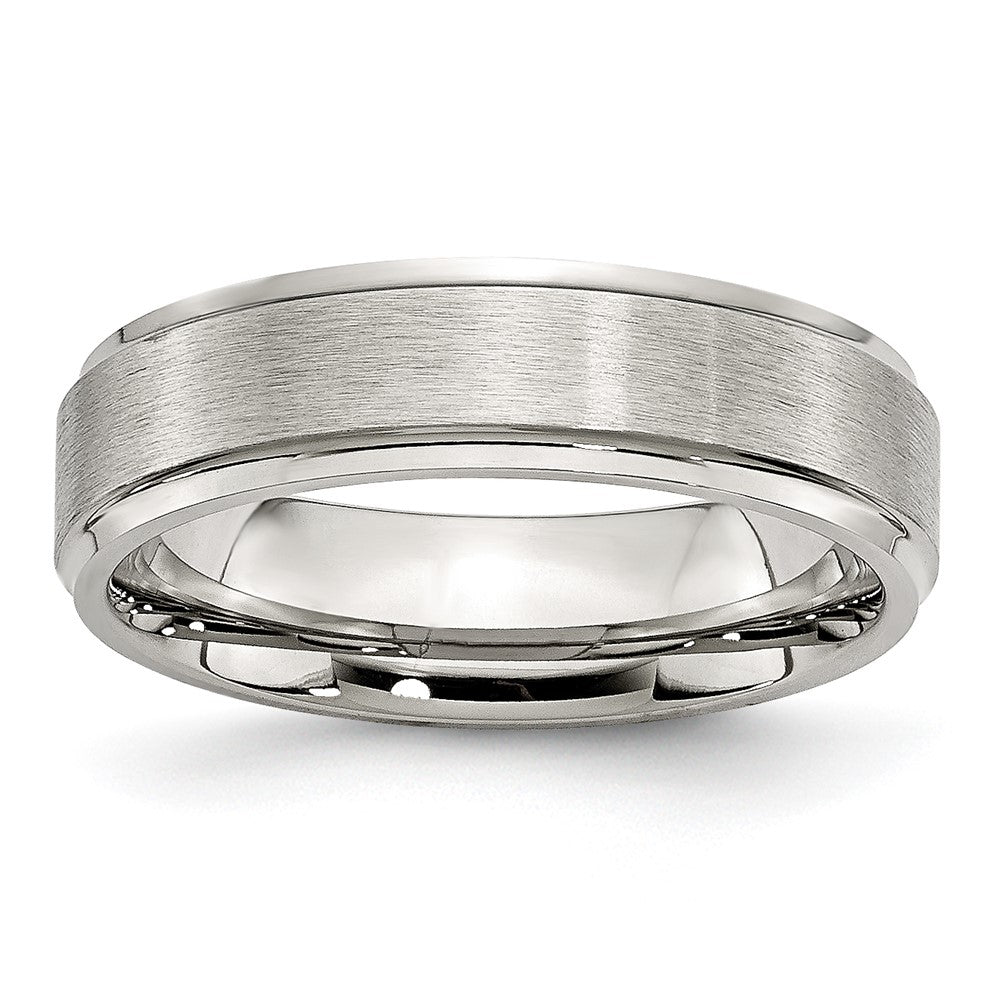 Stainless Steel Brushed and Polished 6mm Grooved Edge Band Size - 10
