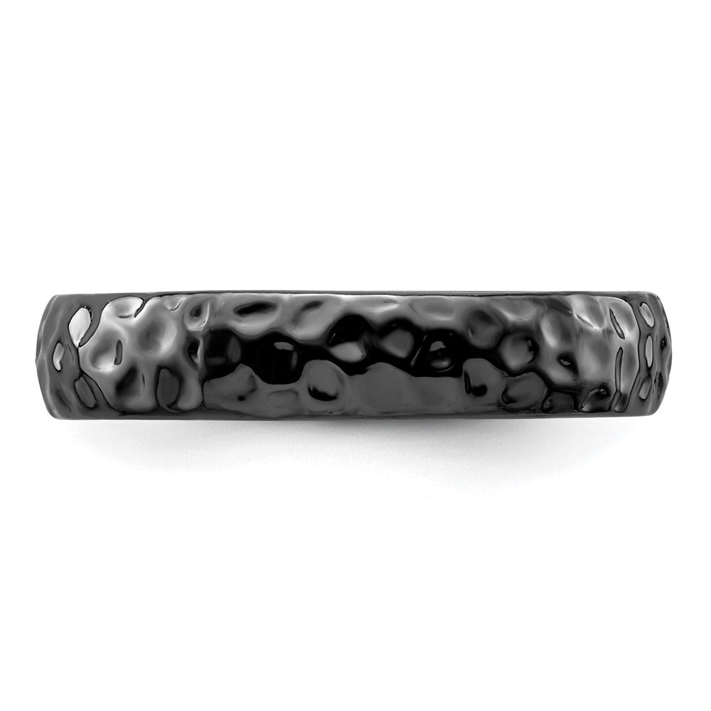 Sterling Silver Stackable Expressions Black-plated Ring Size -5