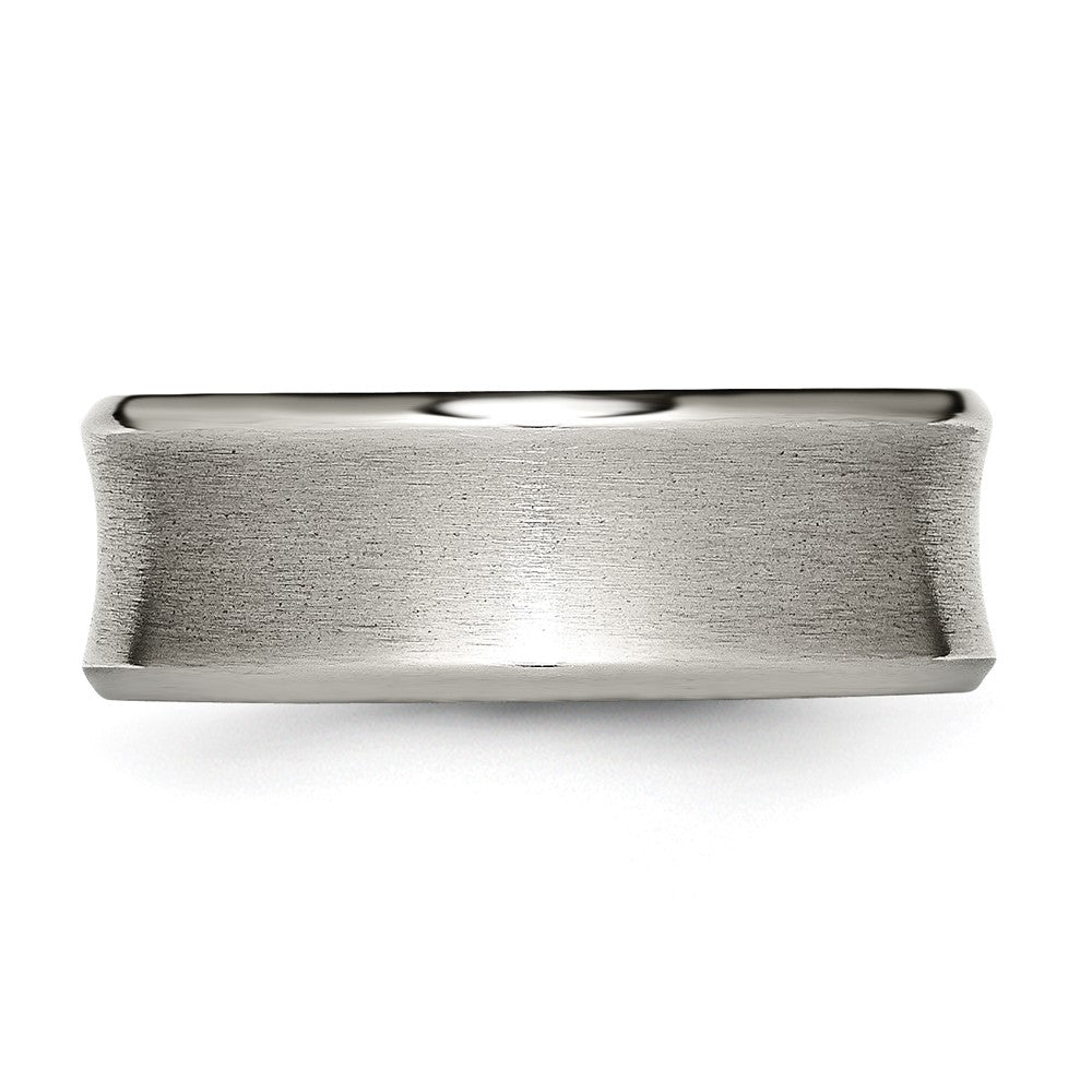 Titanium Brushed & Polished Concave 8mm Beveled Edge Band Size - 10