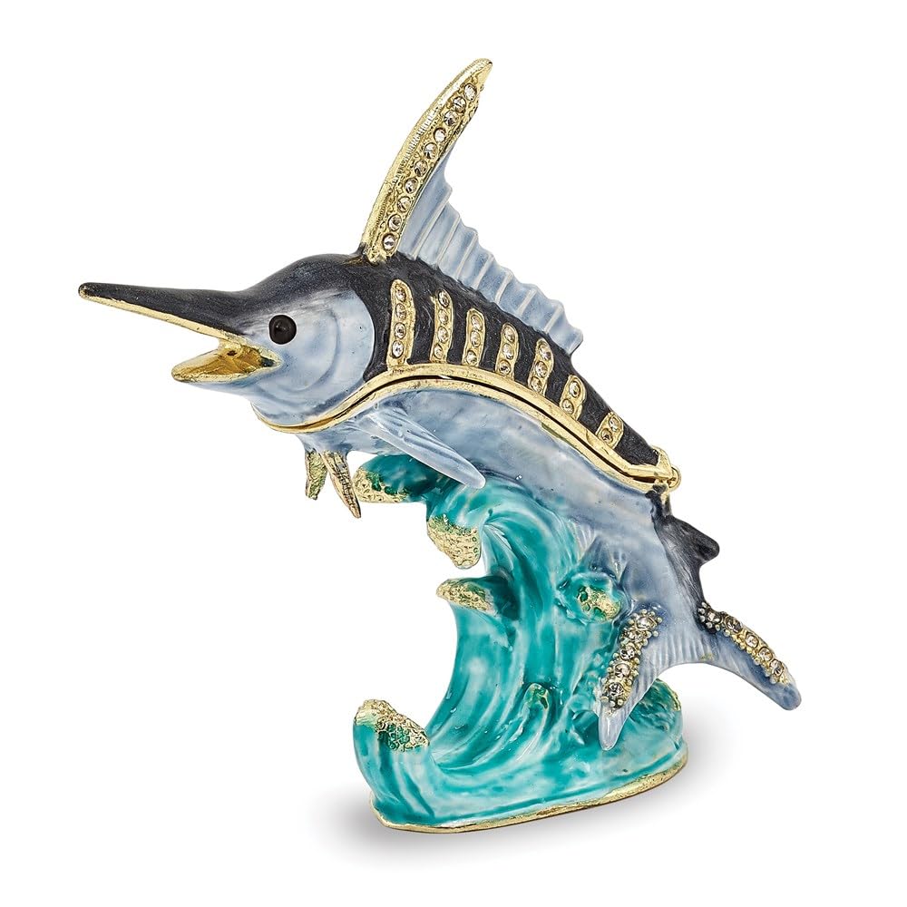 Pewter Enamel Swordfish Trinket Box