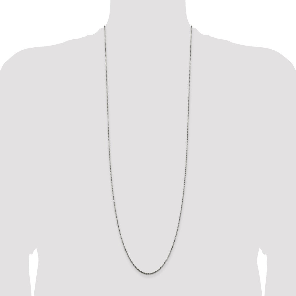 Sterling Silver Rhodium-plated 1.5mm Diamond-cut Rope Chain 36 Inches