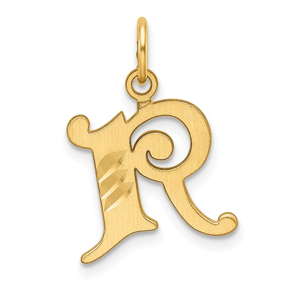 14K Diamond-cut Letter R Initial Charm