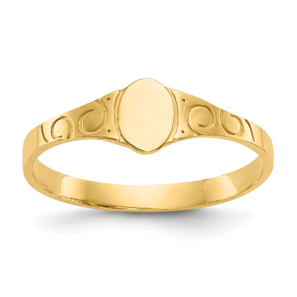 14k Polished Oval Baby Signet Ring Size 3