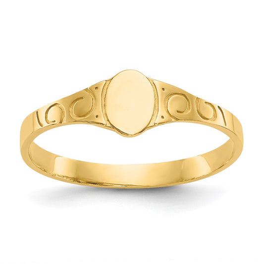 14k Polished Oval Baby Signet Ring Size 3