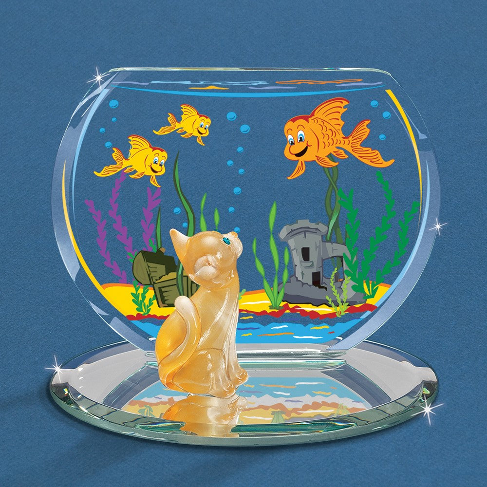 Glass Baron Cat-N-Fish Bowl Figurine