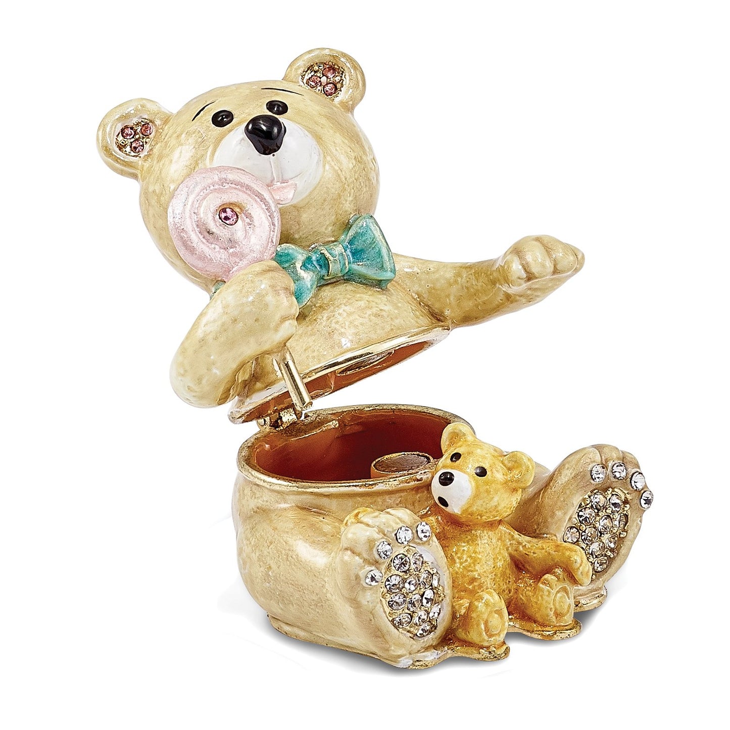 Pewter Two Teddy Bears Trinket Box