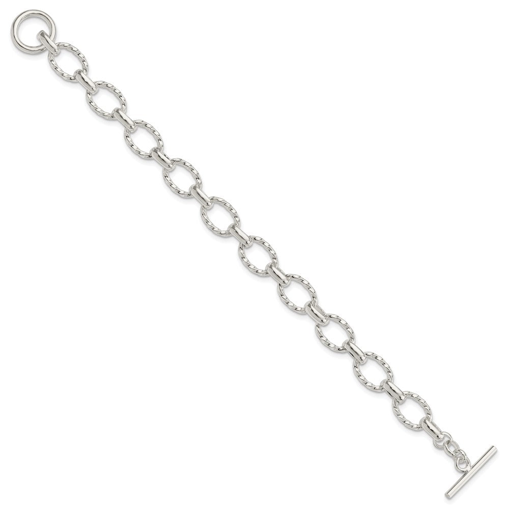 Sterling Silver 7.75inch Polished Fancy Link Toggle Bracelet 7.75 inches