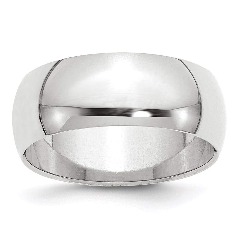 Primal Gold 10 Karat White Gold 8mm Half Round Band Size 10