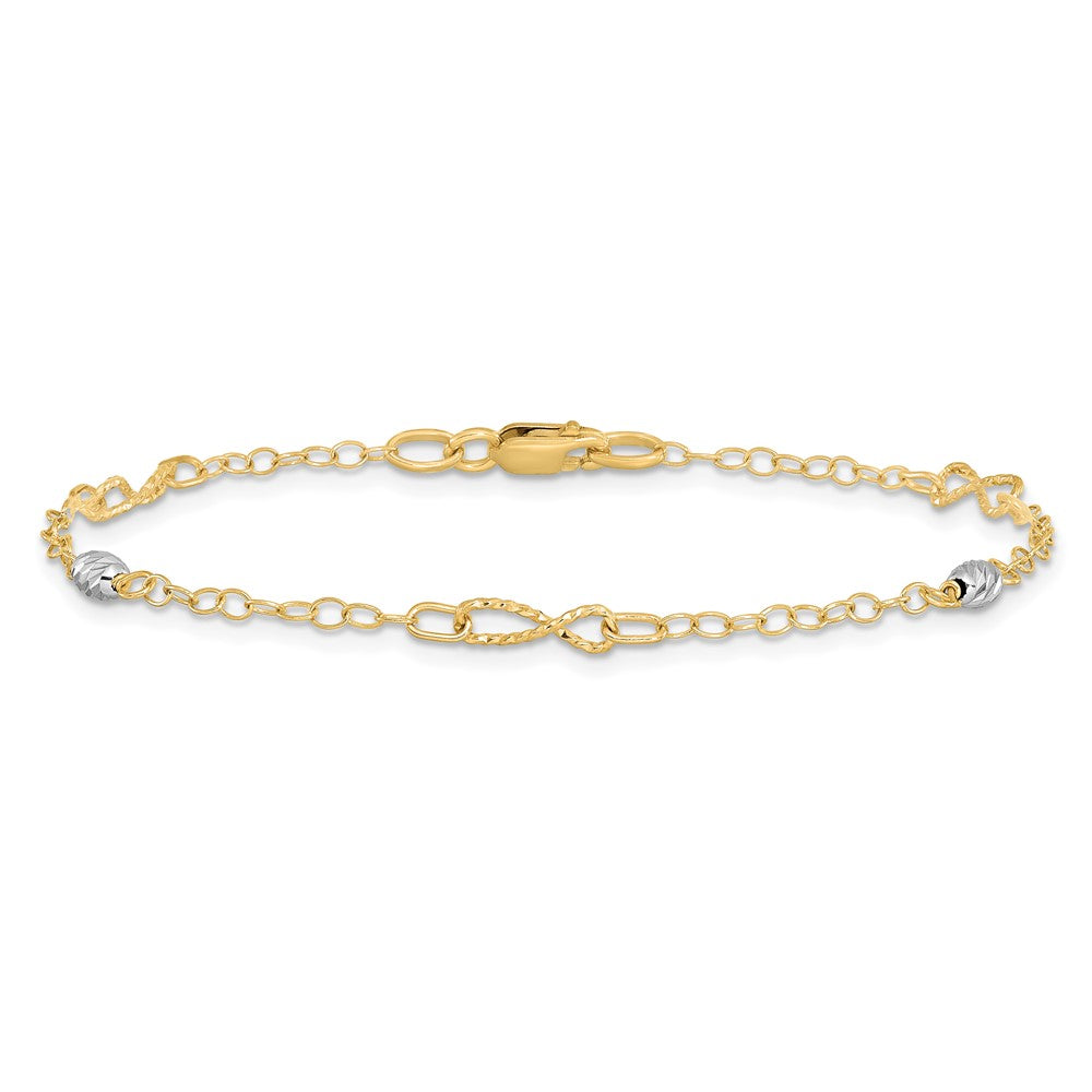 14K Two-tone Polished and D/C Bracelet 7.5  inches