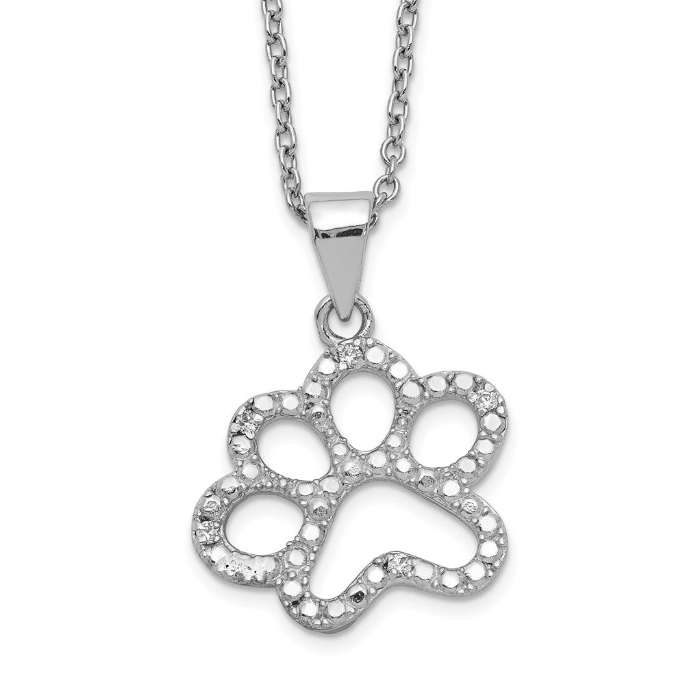 Cheryl M Sterling Silver Rhodium-plated Brilliant-cut CZ Paw 18.25 Inch Necklace 18.25 Inches