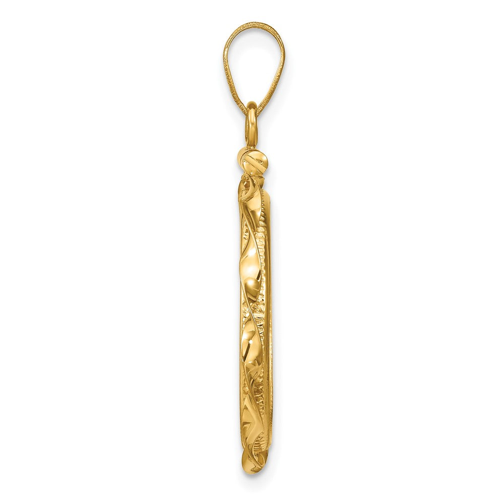 Wideband Distinguished Coin Jewelry 14k Polished Hand Twisted Ribbon 18.0mm x 1.35mm Screw Top Coin Bezel Pendant