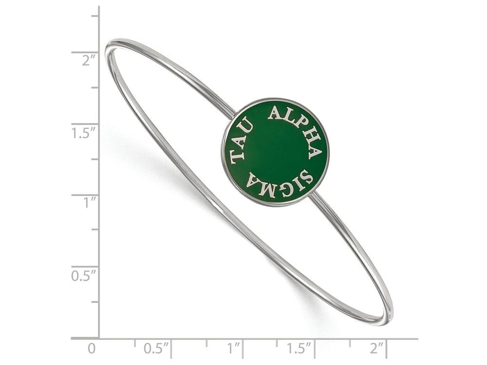 Sterling Silver Official Licensed Greek Sororities 7in Alpha Sigma Tau (???) Enameled Slip-on Bangle