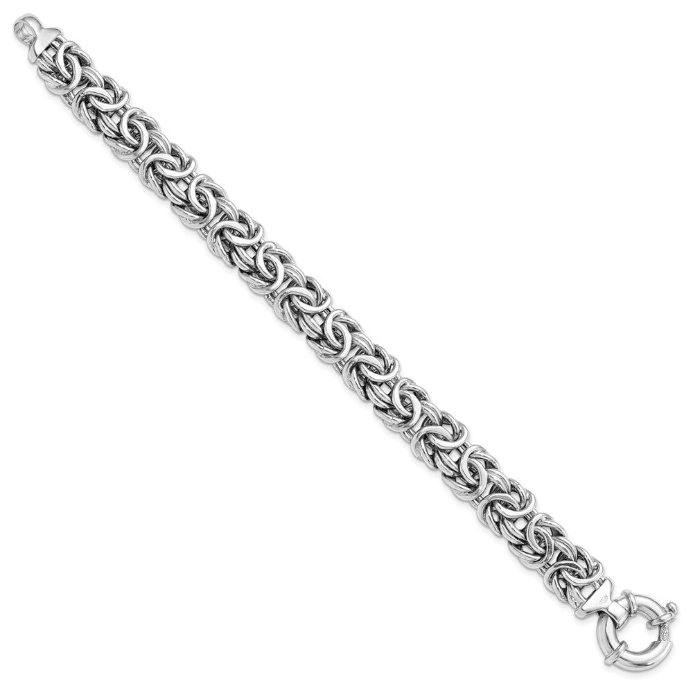 Sterling Silver RH-plated Fancy Link Bracelet 7.5  inches