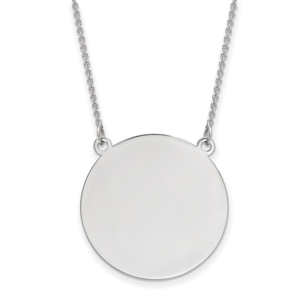 14k White Gold .018 Gauge Circular Engravable Disc 18 Necklace