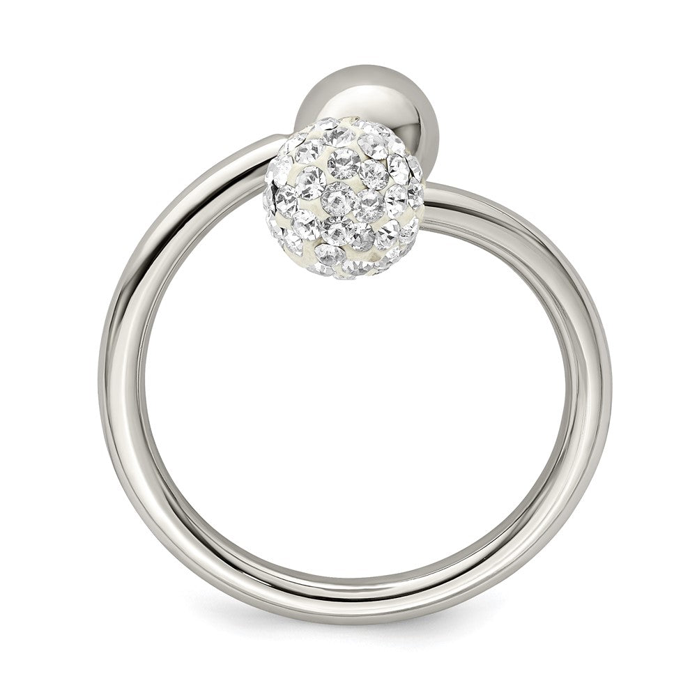 Stainless Steel Polished with Preciosa Crystal Ring Size - 6