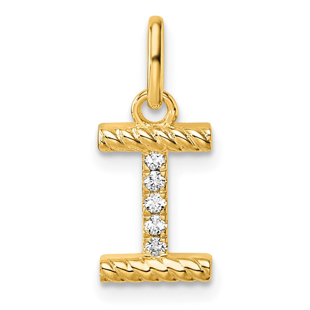 14k Twisted .05 ct. Diamond Initial I Charm