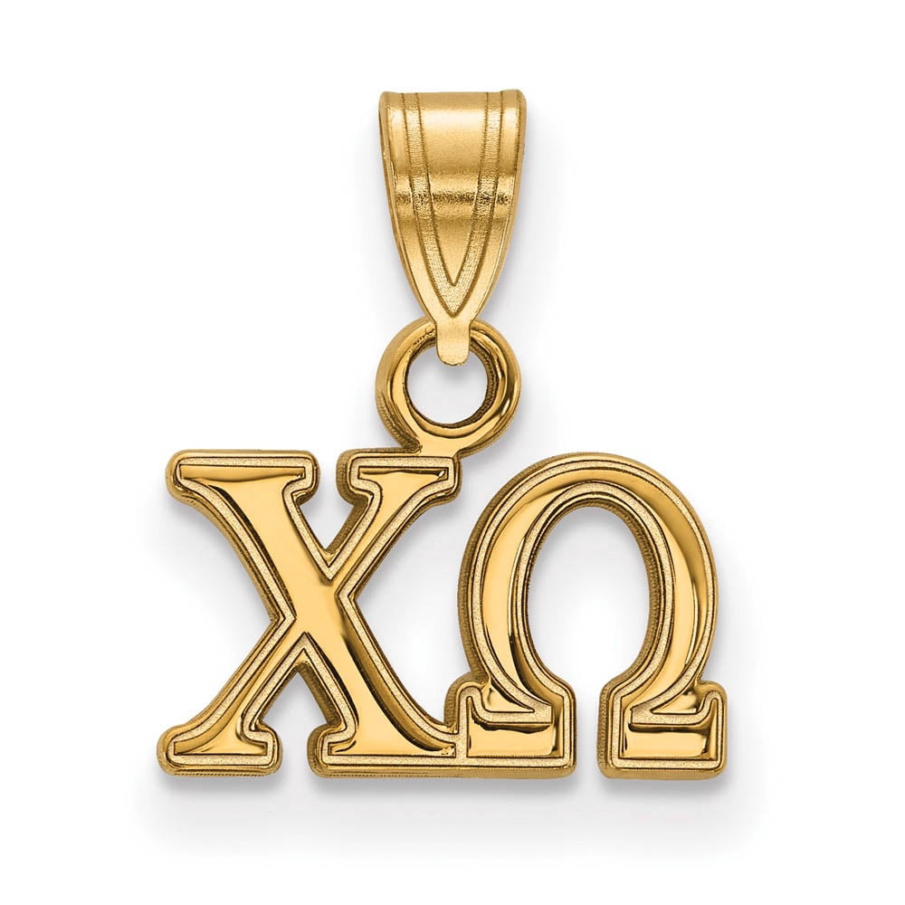 Sterling Silver w/ 14K Yellow Gold-Plated Official Licensed Greek Sororities Chi Omega (??) Small Pendant