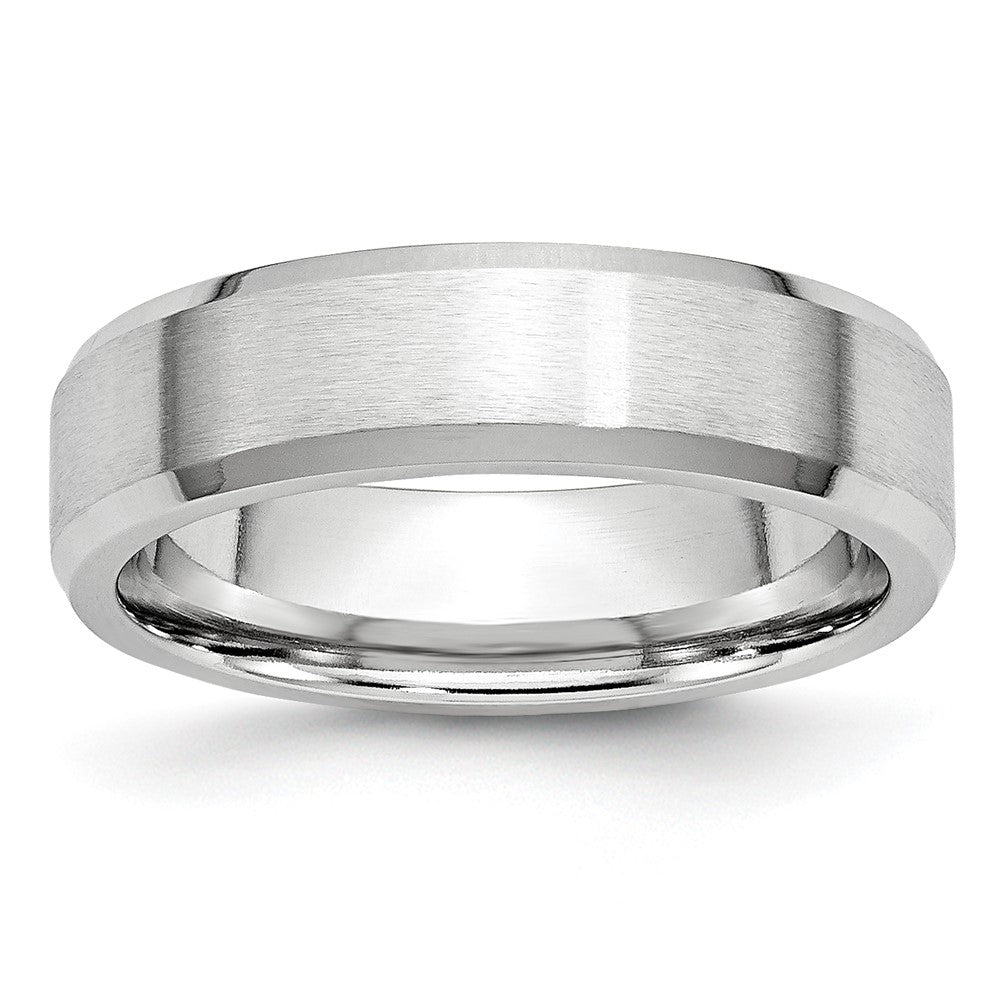 Cobalt Satin and Polished Beveled Edge 6mm Band Size - 12.5