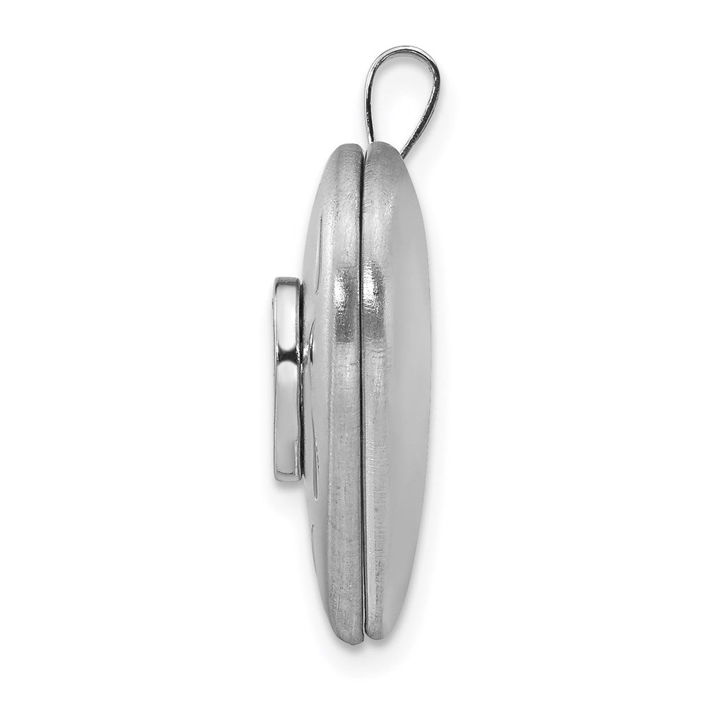 Sterling Silver 20mm Vibrant Crystal Brushed & Polished Heart Locket