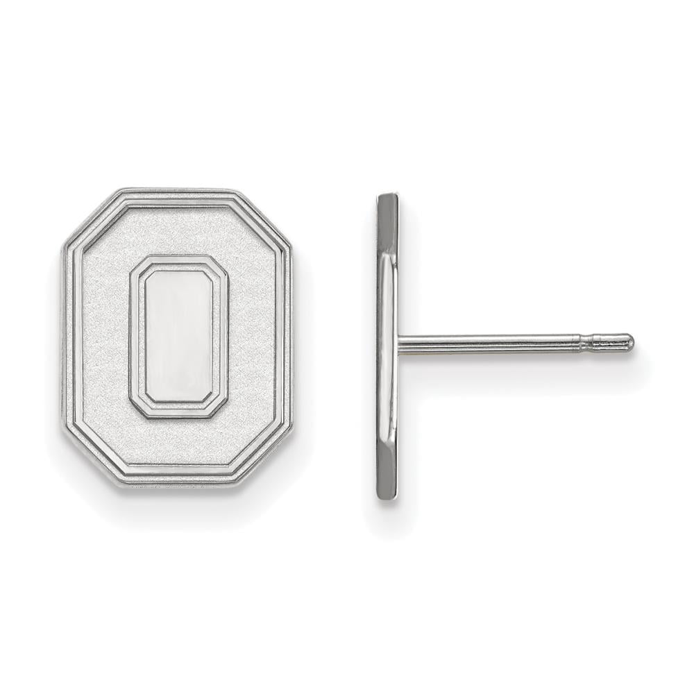 Sterling Silver Rhodium-plated LogoArt The Ohio State University Letter O Small Post Earrings Q-SS052OSU