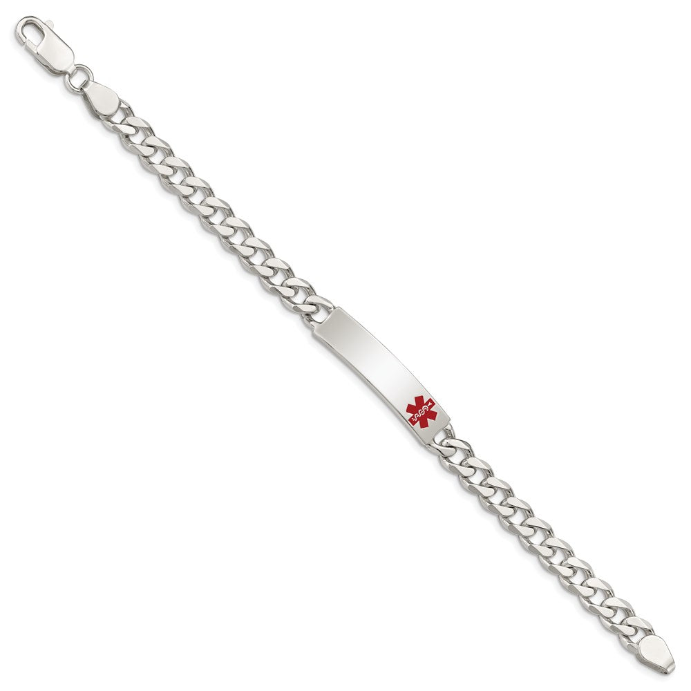 Sterling Silver Polished Medical Curb Link ID Bracelet 8.5 inches