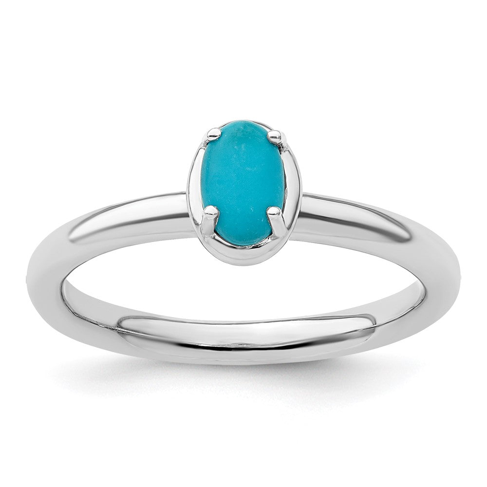 Sterling Silver Stackable Expressions Turquoise Polished Ring Size -7