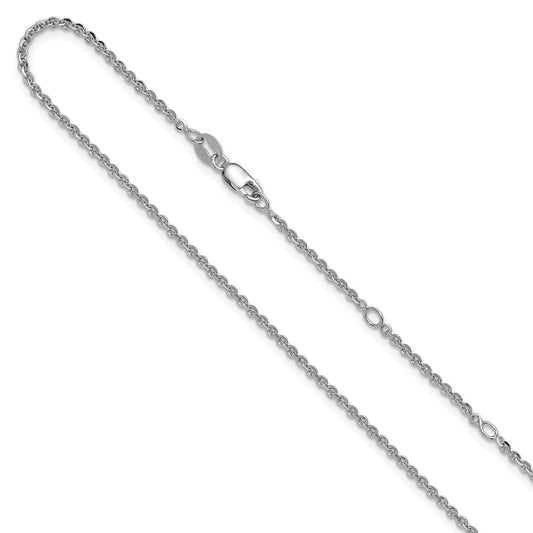 SS Rh-plate Polish/Dia-cut 1.8mm Cable 1in+1in Adjustable Chain