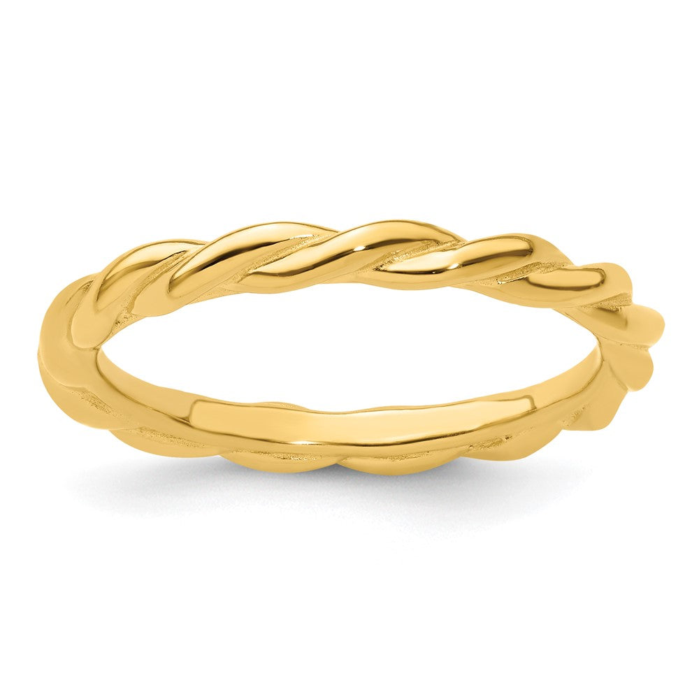 Sterling Silver Stackable Expressions Yellow-plated Twist Ring Size -9