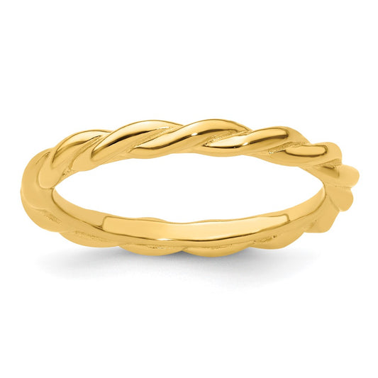Sterling Silver Stackable Expressions Yellow-plated Twist Ring Size -9