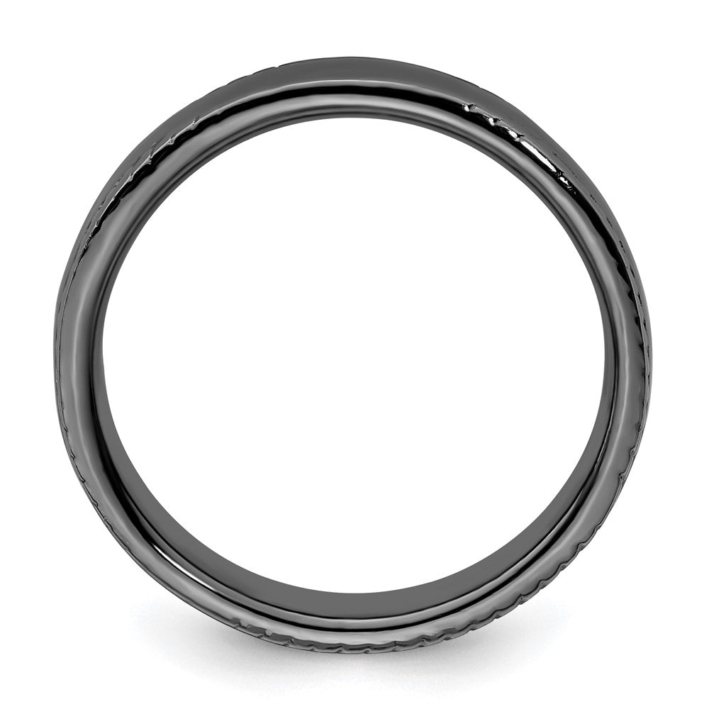 Sterling Silver Stackable Expressions Black-plated Ring Size -10