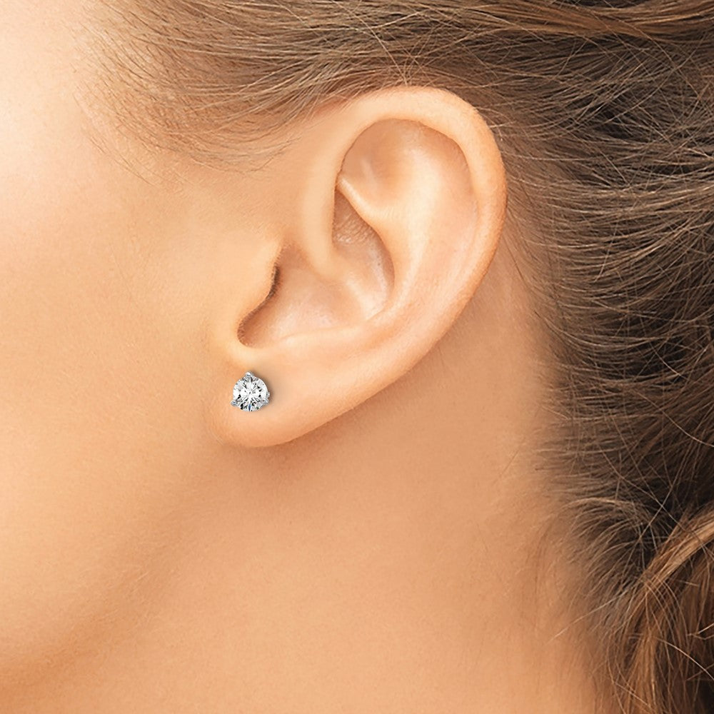 14k White Gold 3/4 ctw Lab Grown Diamond VS/SI+ G+ Round 3 Prong Heavy Wt. Screwback Stud Earrings