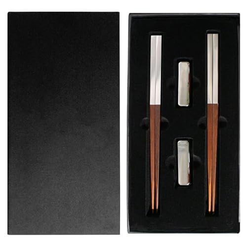 Natico Wood Chopsticks With Rests Honey/Silver 60-603SET
