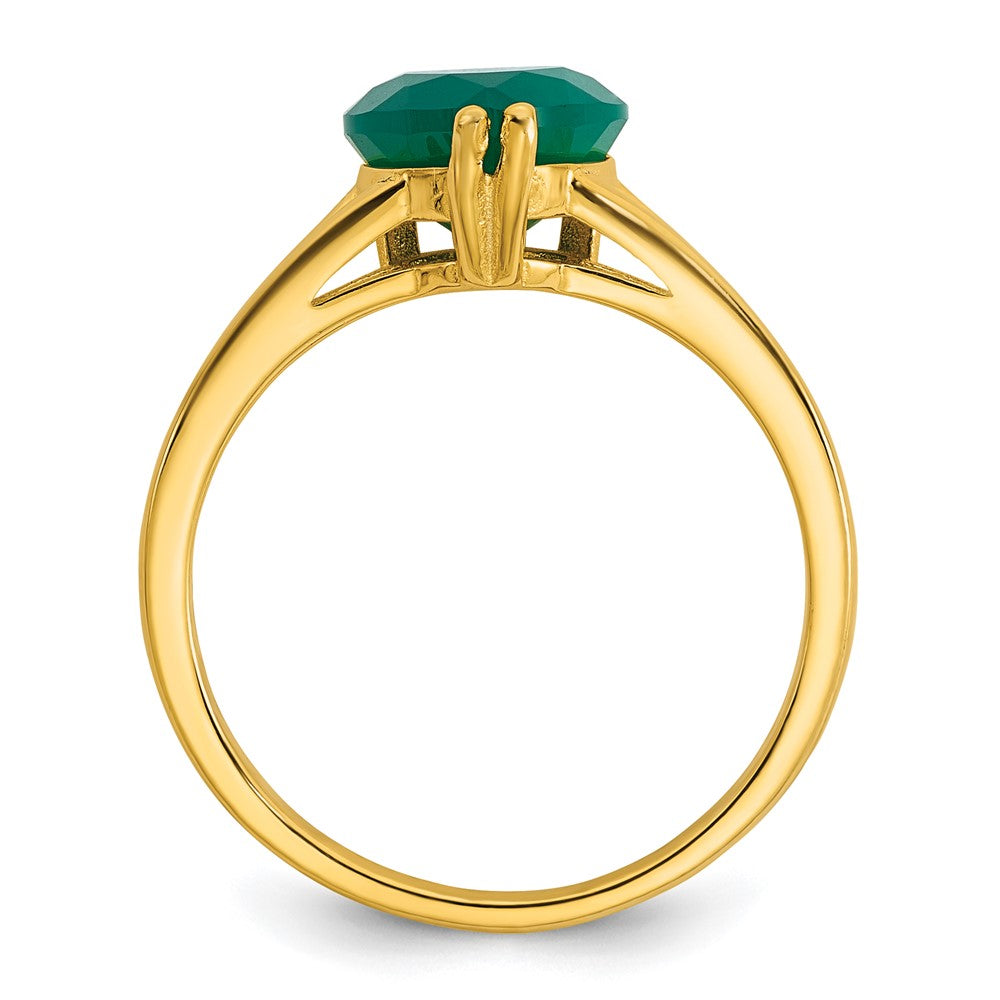 Sterling Silver Gold-tone Polished Green Chalcedony Heart Size 6 Ring