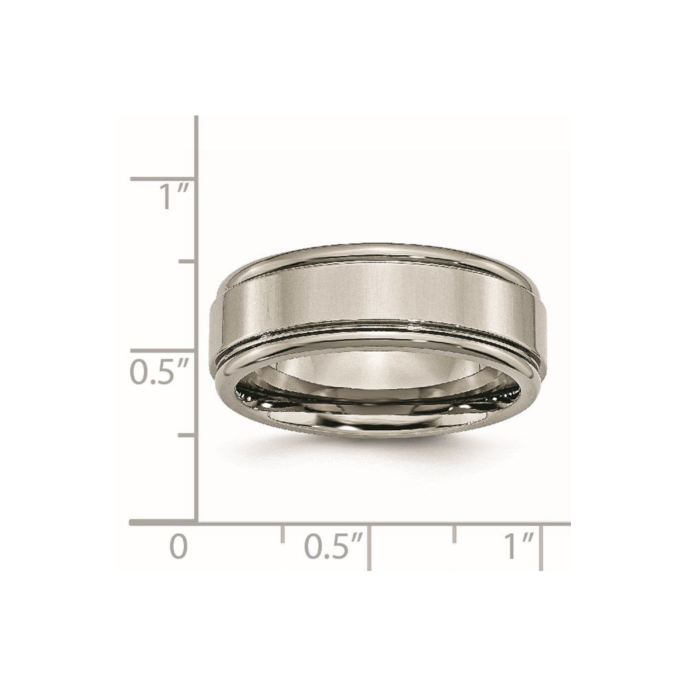 Titanium Polished 8mm Grooved Edge Band Size - 13