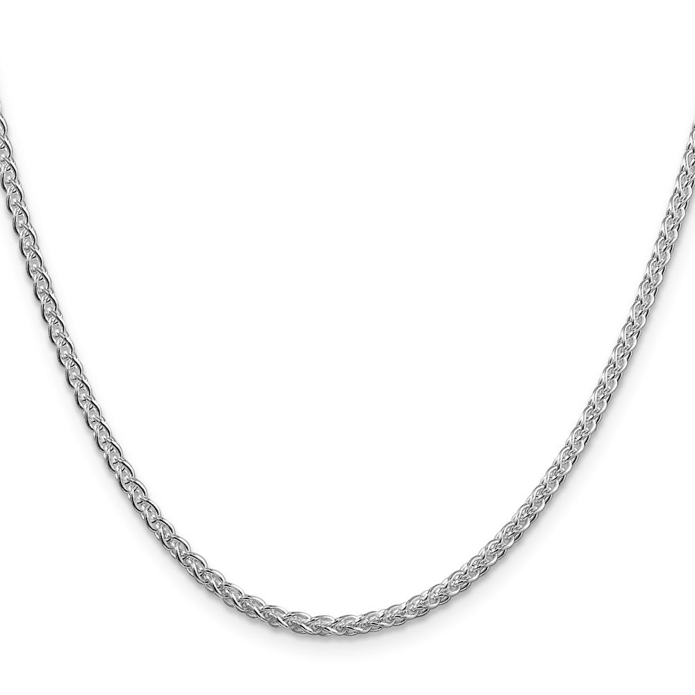 Sterling Silver Rhodium-plated 2.5mm Round Spiga Chain 30 Inches