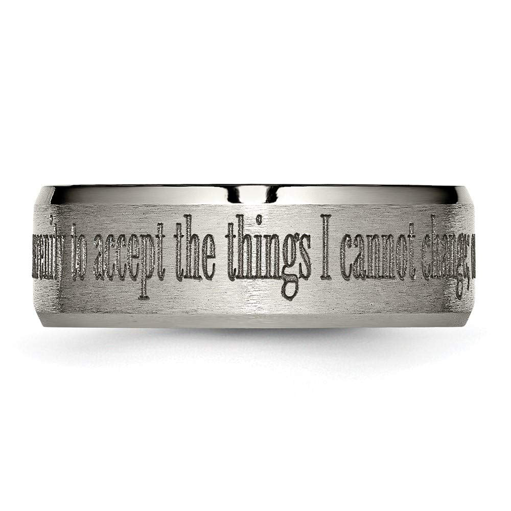 Chisel Titanium Brushed and Polished Serenity Laser Design 8mm Beveled Band