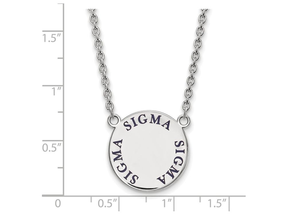 Sterling Silver 18in Official Licensed Greek Sororities Sigma Sigma Sigma (???) Small Enamel Pendant w/Necklace