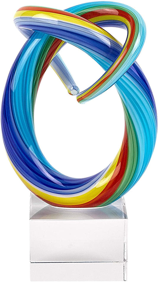 Badash Murano Style Art Glass Mini Rainbow 6" Centerpiece on Crystal Base(GW633)