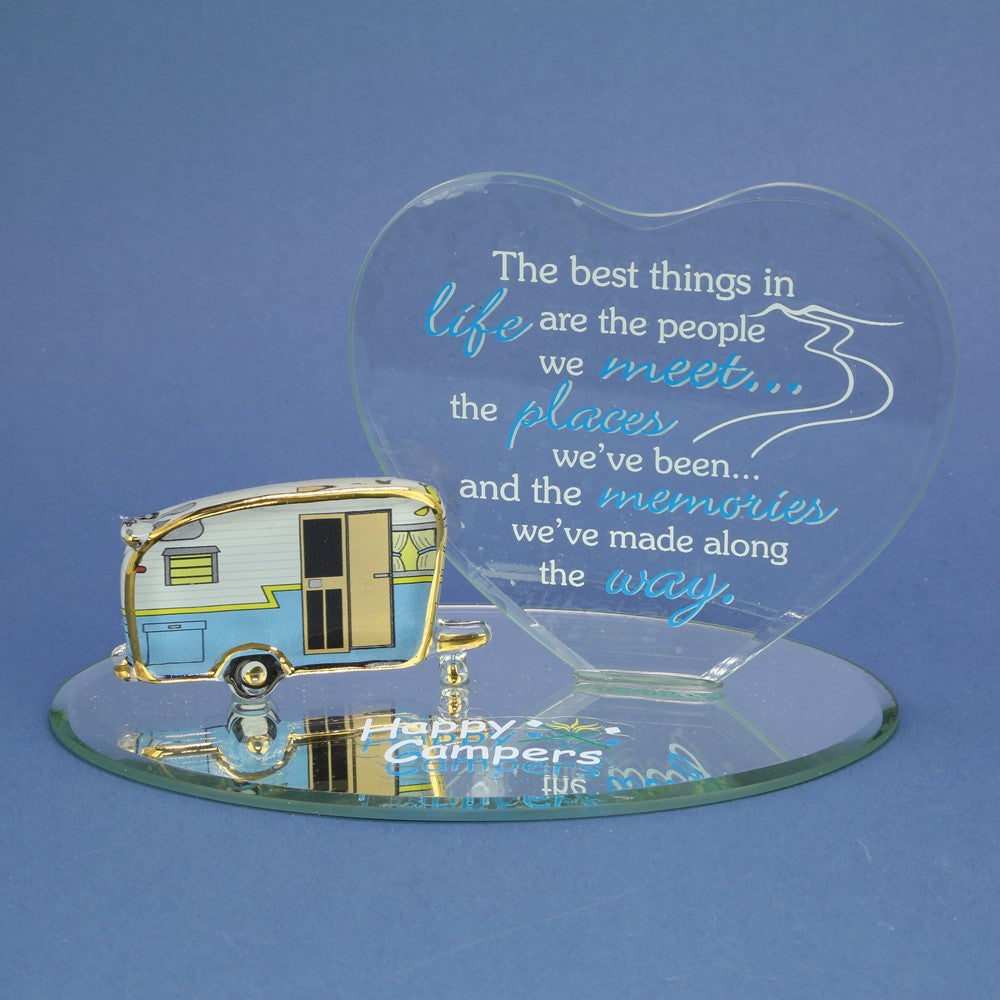 Glass Baron Handcrafted Happy Campers Glass Figurine