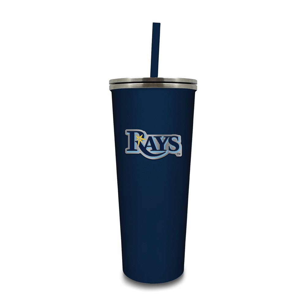 MLB Tampa Bay Devil Rays Stainless Steel 24 ounce Skinny Tumbler with Emblem and Straw