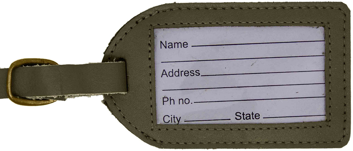 Green Leather Luggage Tag with Buckle Strap QGM22549
