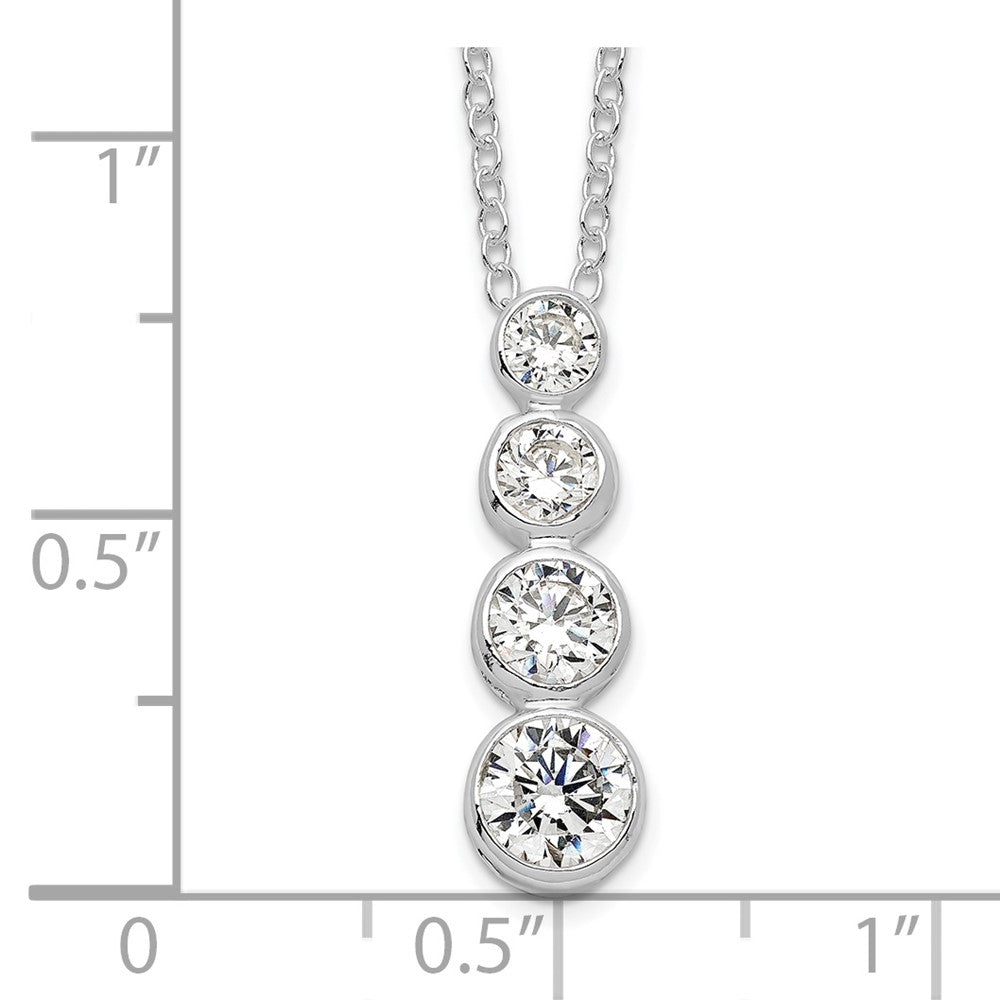 Sterling Silver Rhodium-plated CZ Journey Necklace 18 Inches