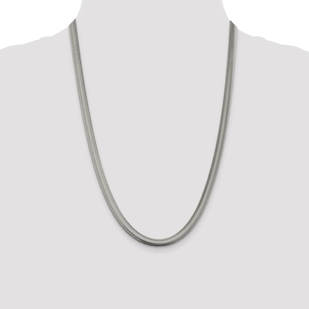 Sterling Silver 6.25mm Flat Oval Snake Chain 24 Inches