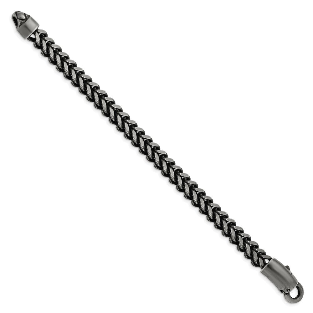 Stainless Steel Antiqued and Brushed Heavy Wheat 9in Bracelet 9 inches